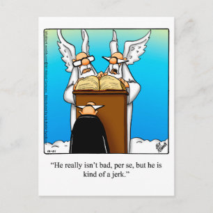 Funny "St. Peter & The Jerk" Humour Postcard