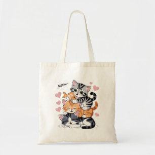 Funny Stacked Kittens Purramid of Paws Tote Bag