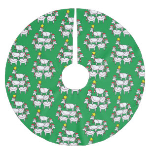 Funny Stacked Santa Goats Brushed Polyester Tree Skirt