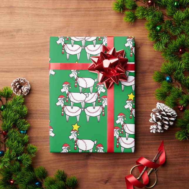 Funny Stacked Santa Goats Wrapping Paper  (Holiday Gift)