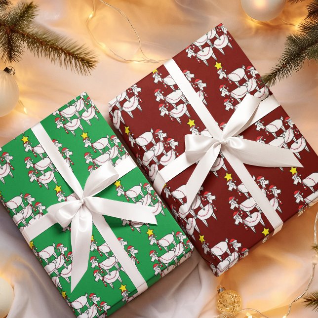 Funny Stacked Santa Goats Wrapping Paper Sheet (Creator Uploaded)