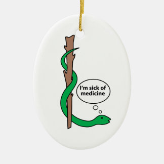 Funny Staff of Asclepius Ceramic Tree Decoration
