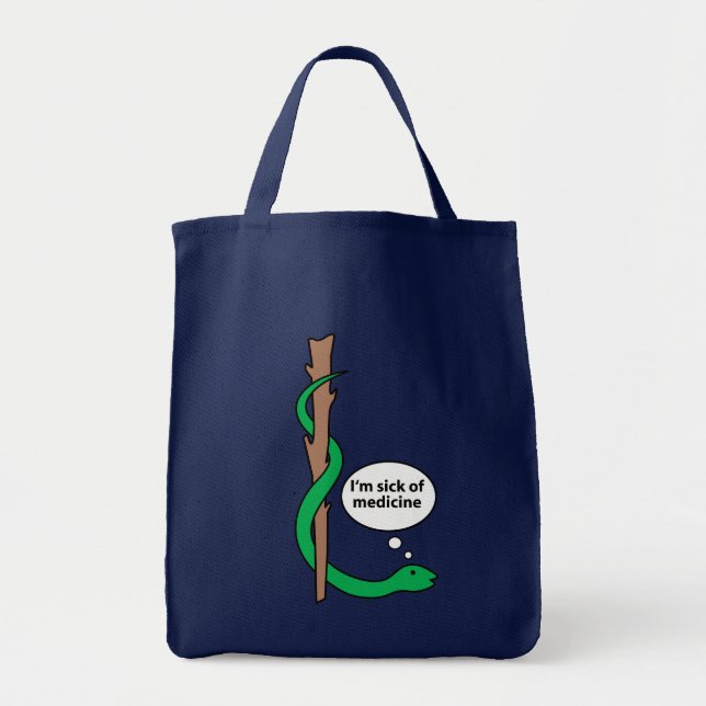 Funny Staff of Asclepius Tote Bag (Front)