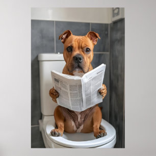Funny Staffordshire Bull Terrier Bathroom Print