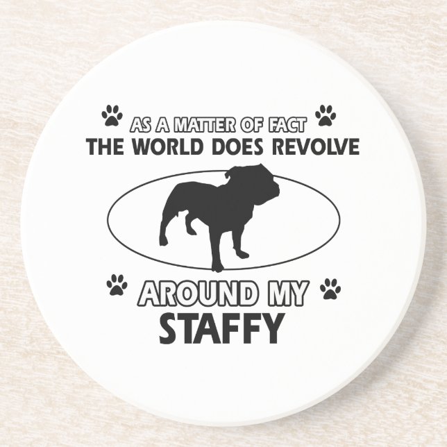 Funny staffy designs coaster (Front)