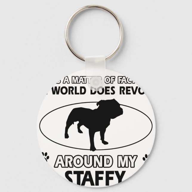 Funny staffy designs key ring (Front)