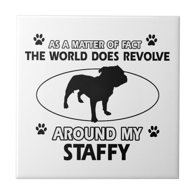 Funny staffy designs tile (Front)