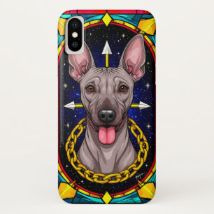 Funny Stained Glass Dog with a Starry Background iPhone X Case