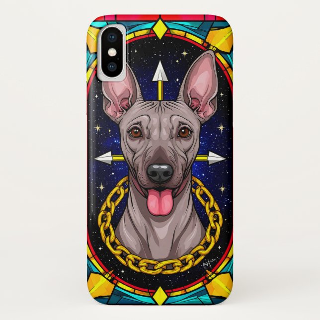 Funny Stained Glass Dog with a Starry Background Case-Mate iPhone Case (Back)