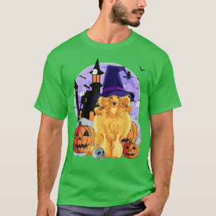 Funny Standard Poodle Dog Halloween Witch Pumpkin T-Shirt