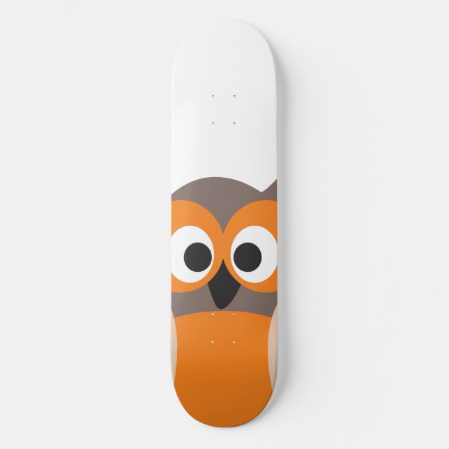 Funny staring cartoon owl skateboard (Front)