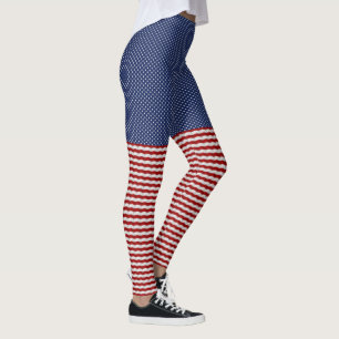 Funny Stars and Stripes Pattern Patriotic Leggings