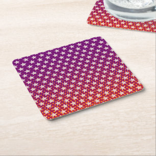 Funny Stars Pattern transparent + your idea Square Paper Coaster