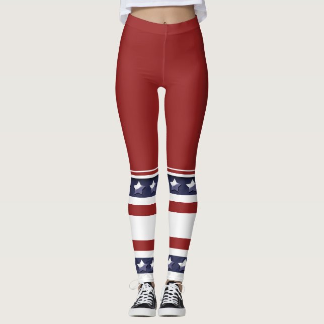 Funny stars stripes long socks women leggings (Front)