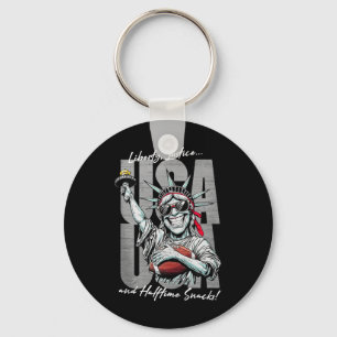 Funny Statue Of Liberty Football Usa American Patr Key Ring