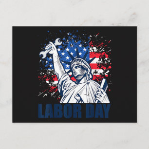 Funny Statue Of Liberty USA Flag Labour Day Patrio Enclosure Card