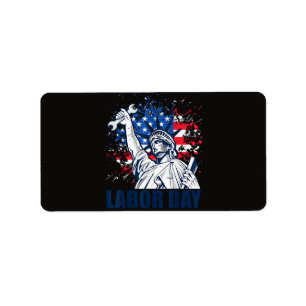 Funny Statue Of Liberty USA Flag Labour Day Patrio Label