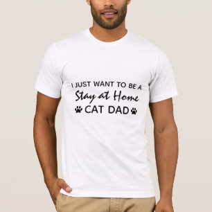 Funny Stay at Home Cat Dad Paw Prints T-Shirt