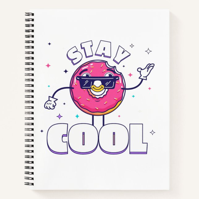 Funny "Stay Cool" Design with Quirky Character Notebook (Front)
