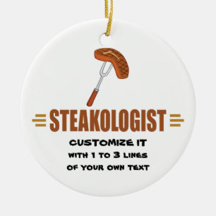 Funny Steak Ceramic Tree Decoration