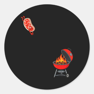 Funny Steak Jumping On To Grill Dive Flying Bbq Classic Round Sticker