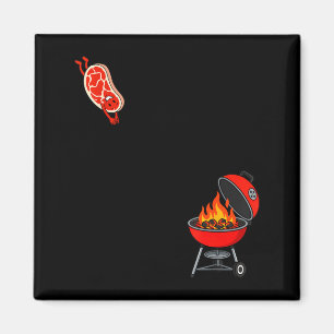 Funny Steak Jumping On To Grill Dive Flying Bbq Magnet