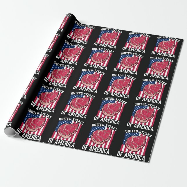 Funny Steaks Lover American Meat Butcher Humour Wrapping Paper (Unrolled)