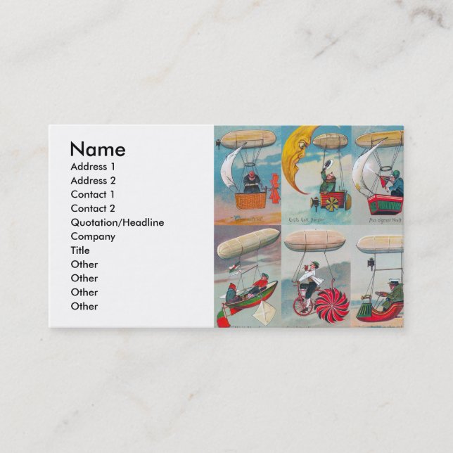 funny steampunk air machines wacky inventions business card (Front)