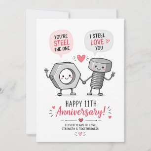 Funny Steel Anniversary 11th Anniversary Card