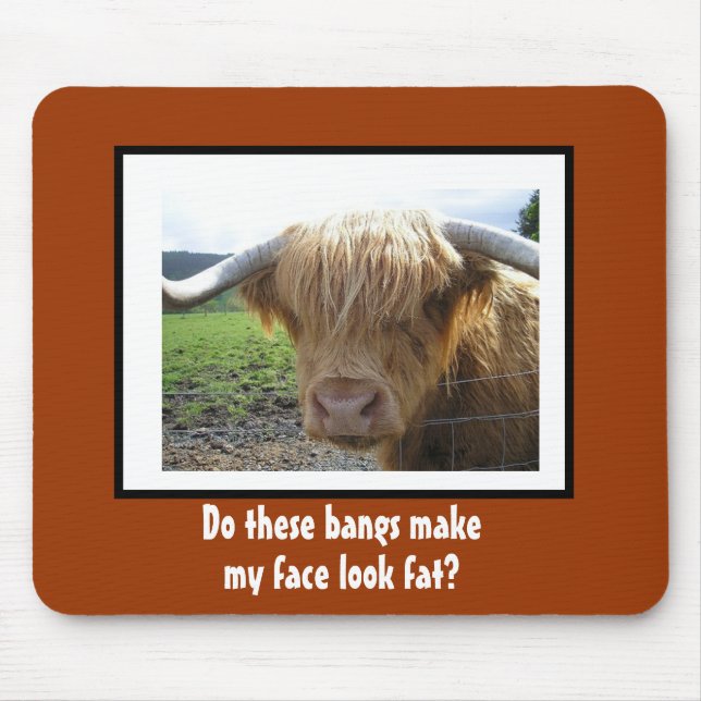 Funny Steer with Bangs Mouse Mat (Front)
