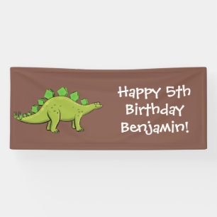 Funny stegosaurus dinosaur cartoon banner