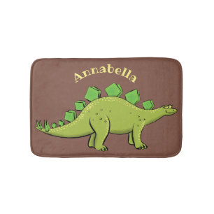 Funny stegosaurus dinosaur cartoon bath mat