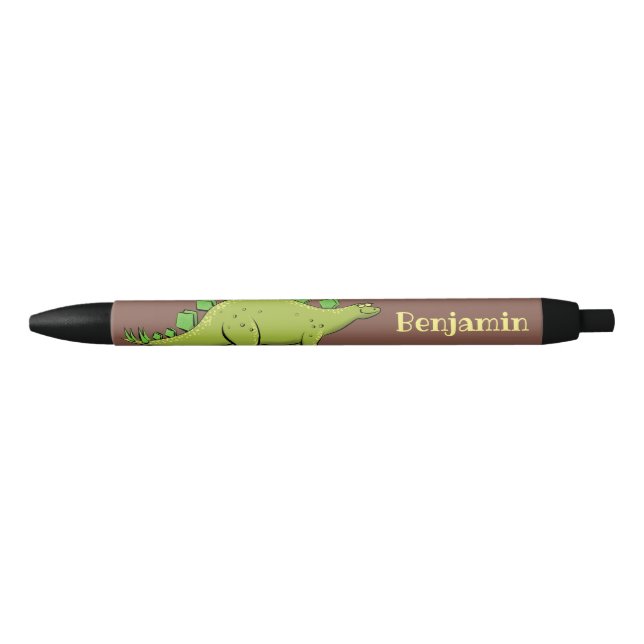 Funny stegosaurus dinosaur cartoon black ink pen (Front)