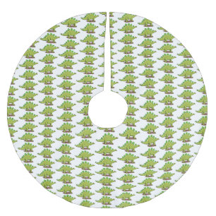 Funny stegosaurus dinosaur cartoon brushed polyester tree skirt