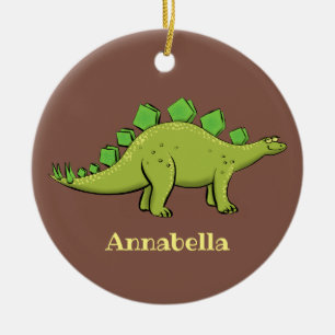 Funny stegosaurus dinosaur cartoon ceramic tree decoration