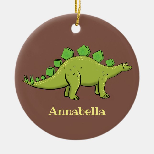 Funny stegosaurus dinosaur cartoon ceramic tree decoration (Front)