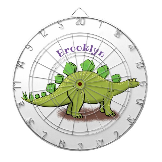 Funny stegosaurus dinosaur cartoon dartboard (Front)