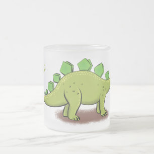 Funny stegosaurus dinosaur cartoon frosted glass coffee mug
