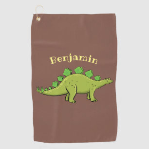 Funny stegosaurus dinosaur cartoon golf towel