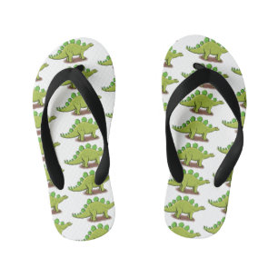 Funny stegosaurus dinosaur cartoon kid's flip flops