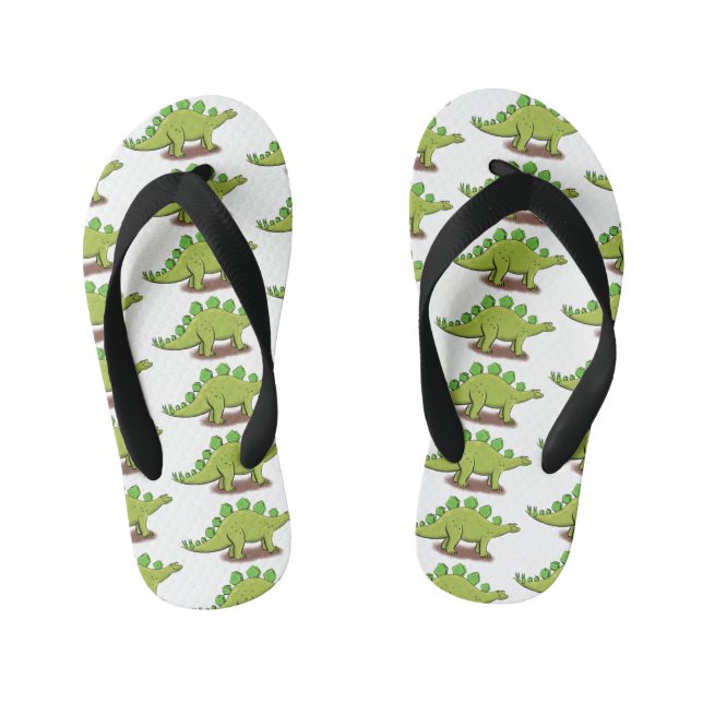 Funny stegosaurus dinosaur cartoon kid's flip flops (Footbed)