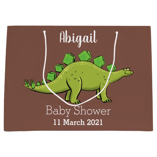 Funny stegosaurus dinosaur cartoon  large gift bag (Front)