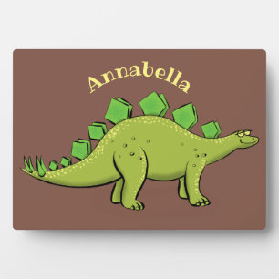 Funny stegosaurus dinosaur cartoon plaque
