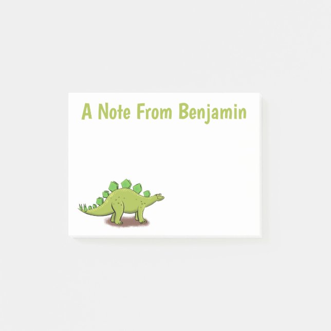 Funny stegosaurus dinosaur cartoon post-it notes (Front)