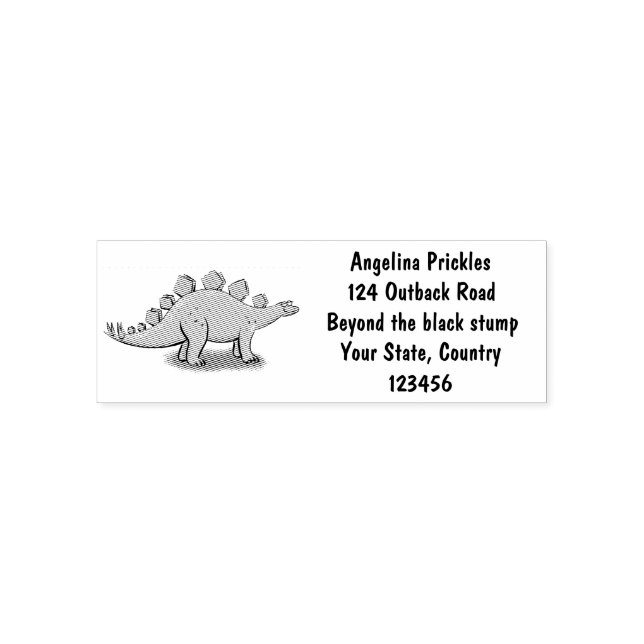 Funny stegosaurus dinosaur cartoon self-inking stamp (Design)
