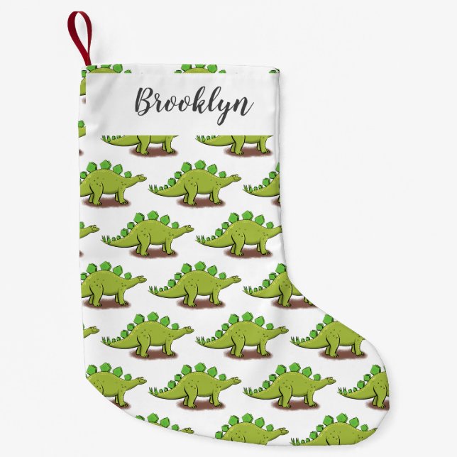 Funny stegosaurus dinosaur cartoon small christmas stocking (Front)