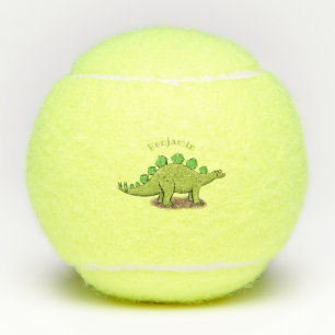 Funny stegosaurus dinosaur cartoon tennis balls