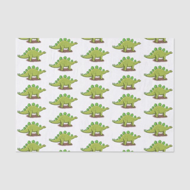 Funny stegosaurus dinosaur cartoon tissue paper (Front)