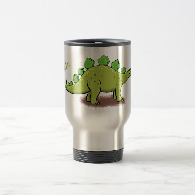 Funny stegosaurus dinosaur cartoon travel mug (Center)