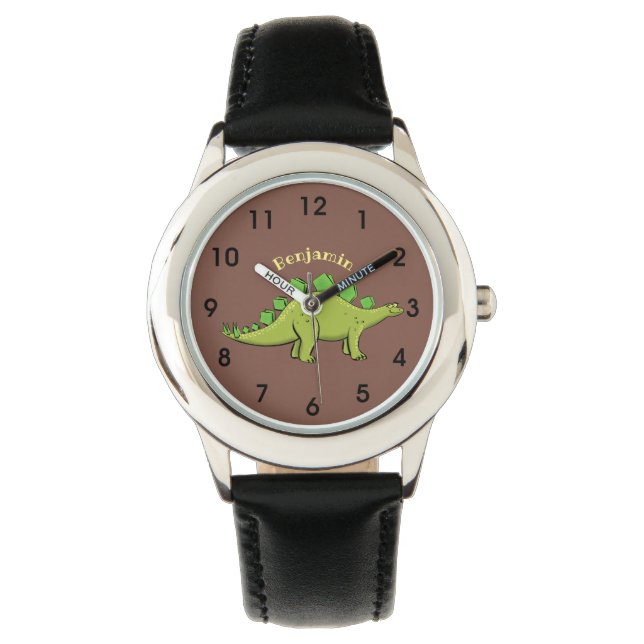 Funny stegosaurus dinosaur cartoon watch (Front)